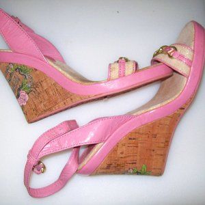 Coach  Wedge Pink  Tattoo print   sz  6 B